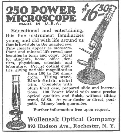 1927 ad for microscope