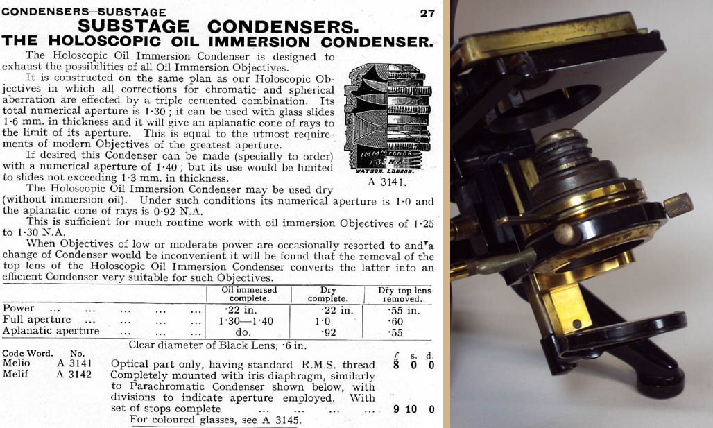 Watson & Sons Ltd Royal Microscope Condenser