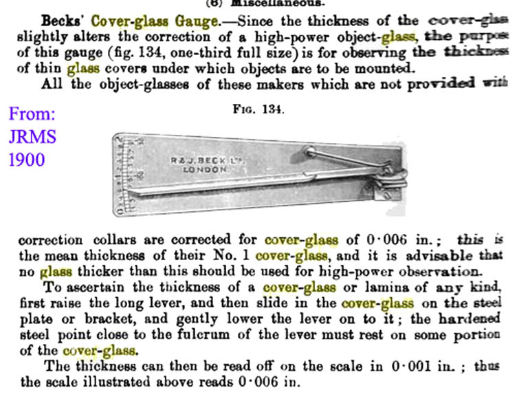 Beck Coverslip Micrometer