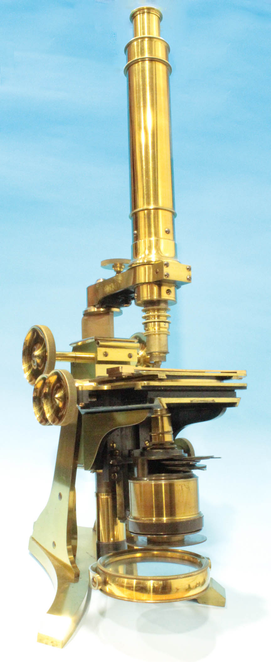 The Powell and Lealand microscope polarizer and selenites with condenser on Ross Microscope
