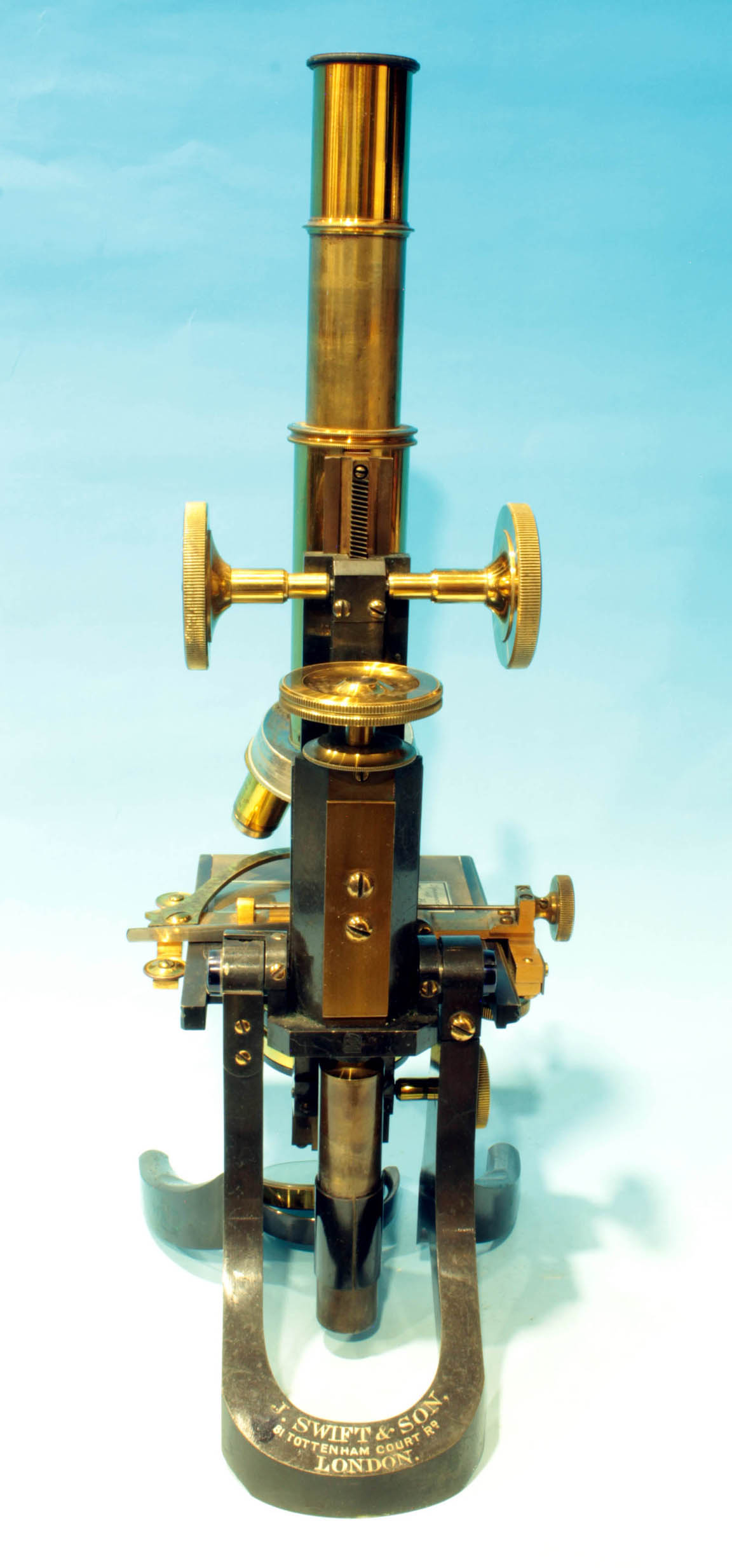 Swift & Son Bacteriological Microscope left side
